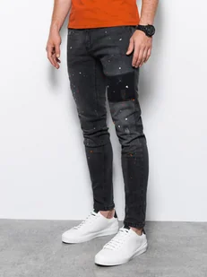 Ombre Spodnie męskie jeansowe SKINNY FIT - czarne P1063 XXL - Spodnie męskie - miniaturka - grafika 1