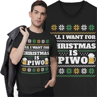 Koszulki męskie - Świąteczna Koszulka Prezent na Święta z Piwem Piwo Świąteczny Sweter - miniaturka - grafika 1