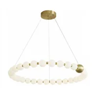 Lampy sufitowe - Perla - nowoczesna wisząca lampa LED 60 cm mleczna kula biały złot - miniaturka - grafika 1