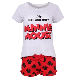 Szaro-czerwona piżama damska z falbankami na krótki rękaw Myszka Minnie DISNEY L - Piżamy damskie - miniaturka - grafika 1