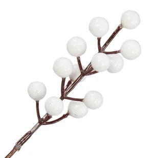 [680672] Gałązka z kuleczkami biała 23cm - Sztuczne kwiaty - miniaturka - grafika 1