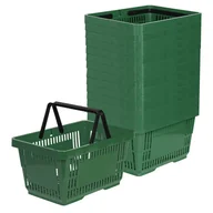 Torby i wózki na zakupy - Zestaw 15x Koszyk zakupowy do przechowywania 2 rączki 22L ciemny zielony KTD - miniaturka - grafika 1