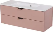 Szafki łazienkowe - Szafka łazienkowa pudrowy róż z umywalką czarny uchwyt 100 cm Magnolia Gante - miniaturka - grafika 1