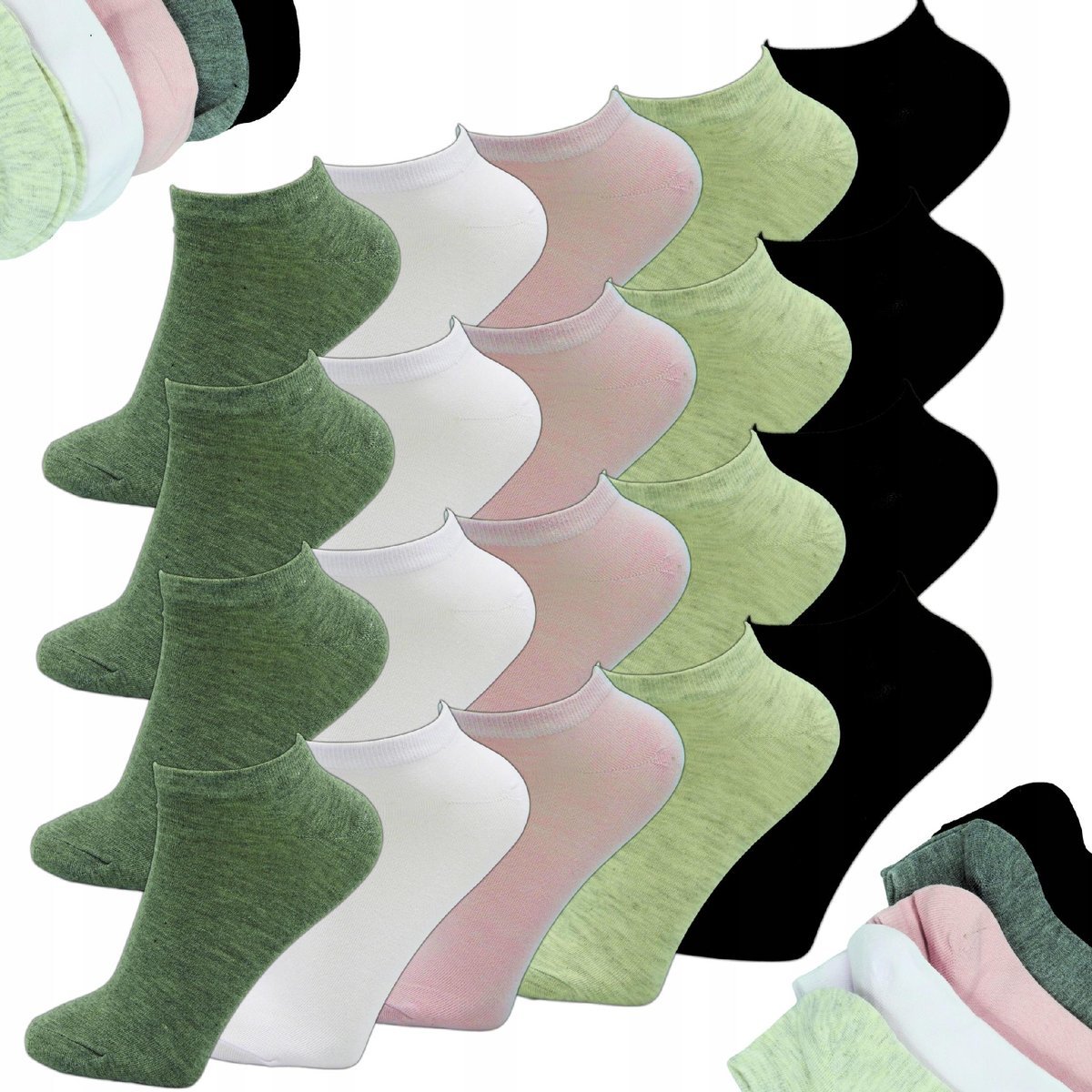 Stopki Damskie Krótkie Skarpetki BAMBUSOWE Niskie KOLOROWE 20 PAR 39-41