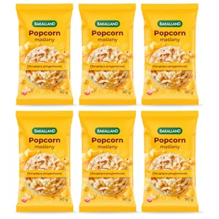 Bakalland Popcorn maślany Zestaw 6 x 90 g - żywność - Popcorn - miniaturka - grafika 1