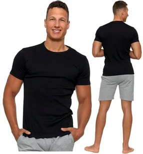 PODKOSZULKA KOSZULKA MĘSKA GŁADKA 100 % BAWEŁNA KLASYCZN CZARNA MORAJ - M - Koszulki męskie - miniaturka - grafika 1
