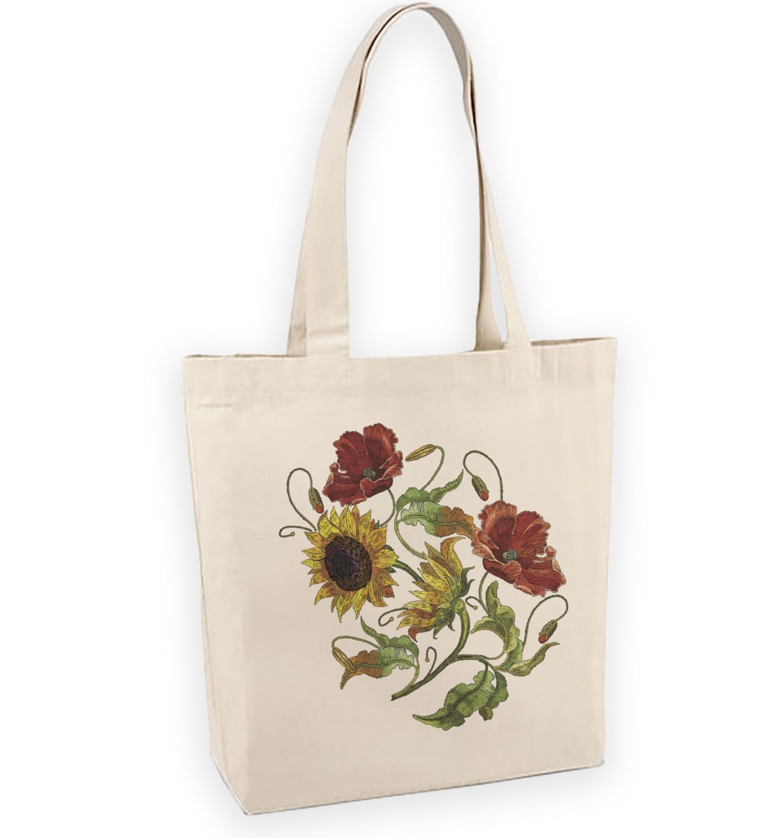 Torba bawełniana z nadrukiem słoneczniki i maki