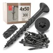 Wkręty - Wkręty ciesielskie czarne stożkowe 4x50mm 300szt. - miniaturka - grafika 1
