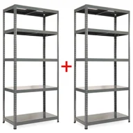 Szafy i regały magazynowe - Regał półkowy 1+1 GRATIS, 1800x900x400 mmmm, 5 półek, nośność półki 175 kg, RAL 7031 - miniaturka - grafika 1