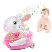 Maty edukacyjne - Interaktywna zabawka dla dziecka królik ze światłami led muzyką Wielkanoc - miniaturka - grafika 1