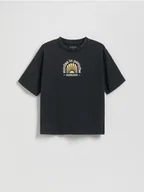 Koszulki dla chłopców - Reserved - Bawełniany t-shirt oversize - czarny - miniaturka - grafika 1