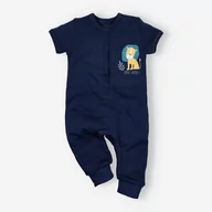 Pajacyki dla niemowląt - Granatowy rampers niemowlęcy THE KING z bawełny organicznej dla chłopca-62 - miniaturka - grafika 1