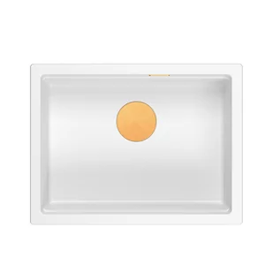 JOSH 110 GraniteQ zlewozmywak snow white 59,5x45,1x21,5 cm 1-komorowy wpuszczany z syfonem manualnym miedziany - Zlewozmywaki - miniaturka - grafika 1