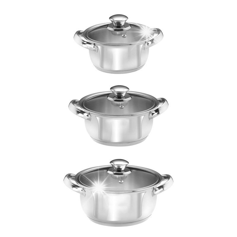 KOMPLET ZESTAW GARNKÓW STALOWYCH 6 EL. STAL NIERDZEWNA NA INDUKCJĘ GAZ