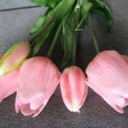 Sztuczne kwiaty - TULIPAN różowy 40 cm bukiet 5 szt. silikonowy - miniaturka - grafika 1