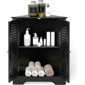 Szafki łazienkowe - Szafka Narożna Łazienkowa z Drzwiami Lamelowymi i Regulowanymi Regałami na 3 Poziomy, Salon, Kuchnia, Przedpokój (Czarna, 81,5 cm) - miniaturka - grafika 1