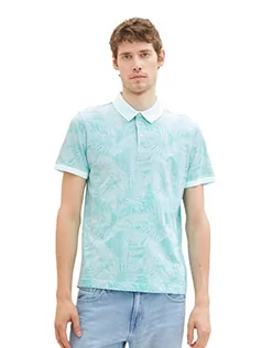 Koszulki męskie - TOM TAILOR Męska koszulka polo 1036375, 31801-Turquoise Tonal Leaf Design, XL, 31801 - Turquoise Tonal Leaf Design, XL - grafika 1
