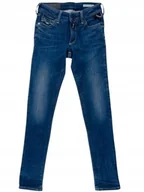 Spodnie i spodenki dla dziewczynek - Replay Jeansy Dziewczęce Rurki Niebieskie Z Kieszeniami 166 Kyb - miniaturka - grafika 1