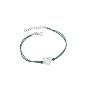 Biżuteria dla dzieci - Srebrna bransoletka 925 zielona sznurkowa Ażurowe Serce - miniaturka - grafika 1