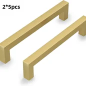 Zawiasy, okucia i inne akcesoria - Zestaw 10 uchwytów do szafek kuchennych ze stopu aluminium w kolorze złotym (137 x 8 x 29 mm), uchwyty do szuflad kuchennych, rozstaw od środka do śro - miniaturka - grafika 1