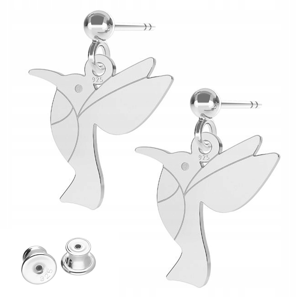 Kolczyki Srebrne z Ptakami Kolibry Ptak Zwierzęta Koliber SREBRO 925