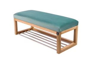 Ławka na buty LPG-4 180cm EMRAWOOD drewno lite kolor naturalny siedzisko gładkie kolor miętowy - Ławki do przedpokoju - miniaturka - grafika 1