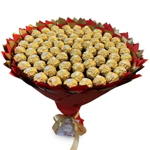 Prezent na 75 urodziny, słodki Mega Bukiet ze słodyczy Ferrero Rocher (75 sztuk cukierków) - Zestawy upominkowe - miniaturka - grafika 1