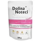 Mokra karma dla psów - Dolina Noteci Premium Pies Junior Serca indyka i wątróbka z gęsi saszetka 100g MS_15852 - miniaturka - grafika 1
