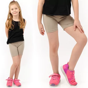 Krótkie spodenki Legginsy 1/2 Kolarki Dziecięce Getry Szorty Beżowe 152 - Spodenki damskie - miniaturka - grafika 1