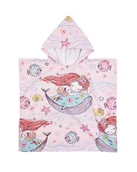 Okrycia kąpielowe dla dzieci - Plażowe ponczo dla dziewczynek z kapturkiem z syrenką 60x60 cm - miniaturka - grafika 1