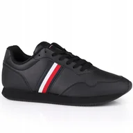 Buty sportowe męskie - Buty Tommy Hilfiger Core Lo Runner Pu Lth FM0FM04834 Triple Black - miniaturka - grafika 1