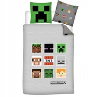 Pościel dla dzieci - Pościel Minecraft Creeper 140X200 Szara Komplet Pościeli Dziecięca Oryginał - miniaturka - grafika 1