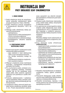 IAG19 LNSTRUKCJA BHP PRZY OBSŁUDZE SZAF CHŁODNICZYCH, PN - PŁYTA PCV 1MM; (245X350MM) - Instrukcje stanowiskowe BHP - miniaturka - grafika 1