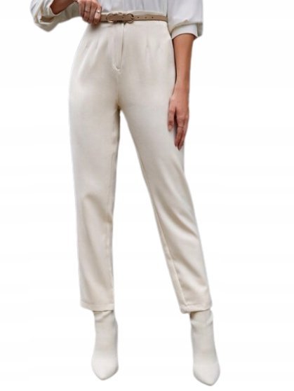 SHEIN SPODNIE DAMSKIE ELEGANCKIE BEŻOWE NA ZAMEK S 1DB
