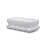 Donice - Donica ceramiczna Kaktusiarka Kwadrat Mały z podstawką J1500 29,5 x 13,5 cm biały - miniaturka - grafika 1