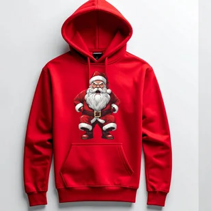 Bluza uniwersalna typu kangurka z kapturem Świąteczna Mikołaj rozmiar XL Święta czerwona - Bluzy męskie - miniaturka - grafika 1