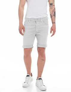 Replay Męskie szorty jeansowe, 802 Chalk Grey, 27W - Spodenki damskie - miniaturka - grafika 1