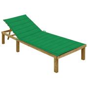 Leżaki ogrodowe - vidaXL Lumarko Leżak z zieloną poduszką, impregnowane drewno sosnowe! 3065824 - miniaturka - grafika 1