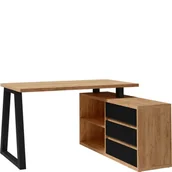 Biurka - Biurko Narożne Iga II Dąb Craft Meblomax Czarny, Dąb Craft - miniaturka - grafika 1