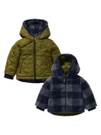 Bluzy i sweterki niemowlęce - Noppies Dwustronna kurtka pikowana "Omachi" w kolorze oliwkowo-granatowym - miniaturka - grafika 1