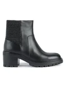 Botki damskie - Geox Skórzane botki "Damiana" w kolorze czarnym - miniaturka - grafika 1