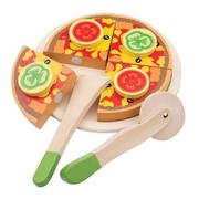 Zabawki AGD - New Classic Toys New Classic Toys Drewniana pizza z warzywami do krojenia uniwersalny 67904-uniw - miniaturka - grafika 1