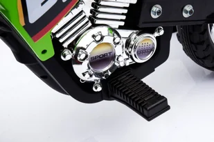 Motorek Cross dla dzieci Pojazd na akumulator Zielony + Pomocnicze kółka + Dźwięki LED - Tory, garaże, parkingi - miniaturka - grafika 13