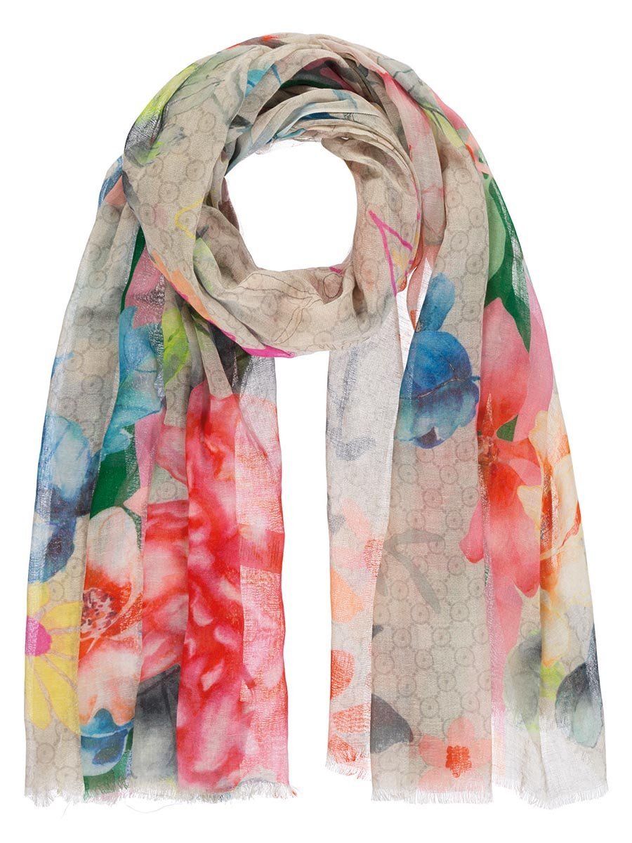 Damski szalik z kwiatami czerwony Passigatti