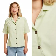 Koszule damskie - Lee CAMP SHIRT Matcha BAWEŁNIANA LUŹNA ZIELONA KOSZULA KRÓTKI RĘKAW S - miniaturka - grafika 1
