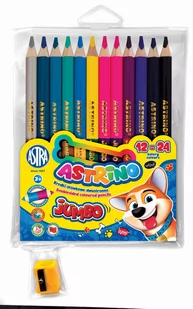 Astra TARGI Kredki ołówkowe Astrino okrągłe jumbo 12=24 kolory w drewnie + temperówka Astra TARGI AE496AST - Przybory szkolne - miniaturka - grafika 1