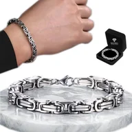 Bransolety męskie - Gruba Bransoletka Srebrna Męska Bransoleta Królewski Bizantyjski - miniaturka - grafika 1