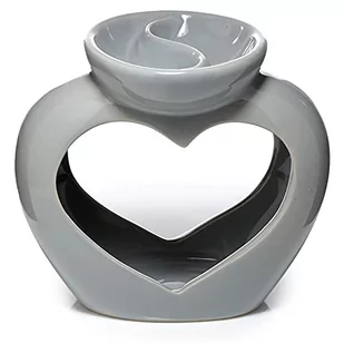 Puckator Kominek ceramiczny Serce 13,5 x 15,5 x 9 (szary, podwójny) 946 - Świeczniki - miniaturka - grafika 1