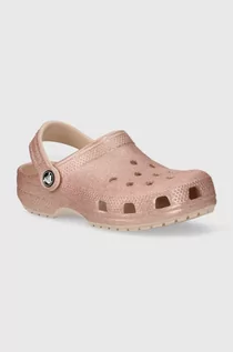 Buty dla dziewczynek - Crocs klapki dziecięce CLASSIC GLITTER CLOG kolor różowy - grafika 1