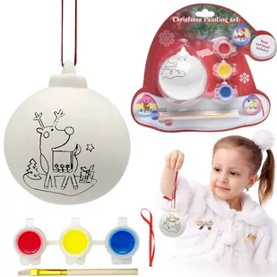 BOMBKI DO MALOWANIA +FARBY DIY KREATYWNY PREZENT ZAWIESZKI NA CHOINKĘ DIY RENIFER - Zabawki kreatywne - miniaturka - grafika 1